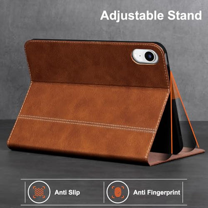 Gexmil Leather Case for iPad mini 7 A17 Pro/iPad mini 6 Gen 8.3 Inch - color: Vegetable Tanned Brown