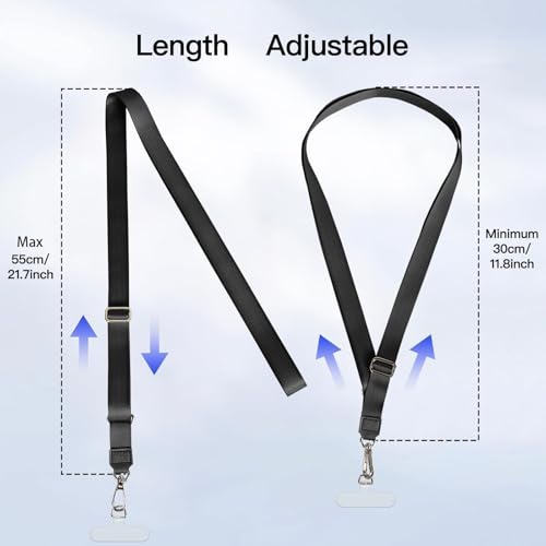 MOLOPPO 1-4 Phone Lanyard for Smartphone, Adjustable Crossbody Strap-Black - color: A2-black