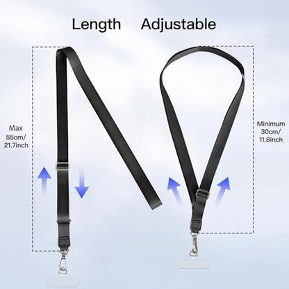 MOLOPPO 1-4 Phone Lanyard for Smartphone, Adjustable Crossbody Strap-Black - color: A2-black