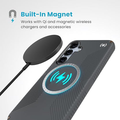 Speck Samsung Galaxy S25 Plus Case - Magnet Case, 13-Foot Drop Protection, No-Slip Grips - Samsung S25 Plus Case Magsafe - Raised Bezel and Enhanced Buttons - Presidio 2 Grip(Pack of 1) - color: Charcoal Grey/Cool Bronze, size: Galaxy S25+