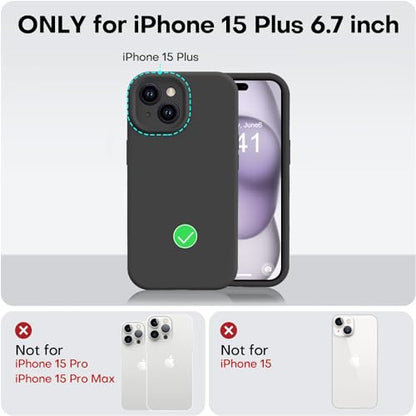 Vooii Compatible with iPhone 15 Plus Case, Upgrade Liquid Silicone [Enhanced Camera Protection] [Soft Anti-Scratch Microfiber Lining] Shockproof Phone Case for iPhone 15 Plus 6.7 inch - Black - color: Black, size: iPhone 15 Plus