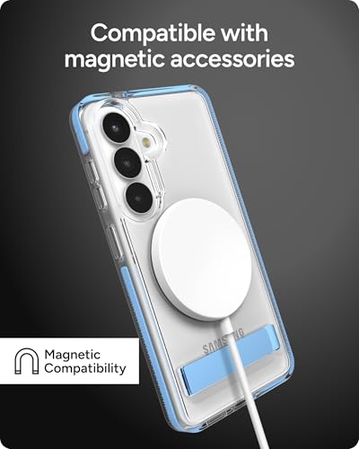 ZAGG Santa Cruz Snap Samsung Galaxy S26 Case with Kickstand - ICY Blue, Magnetic Crystal Clear Protective Phone Cover, 13ft Drop Protection, Graphene Reinforced, Slim Case with Stand - color: Icy Blue, size: Samsung Galaxy S26