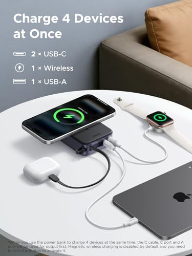 UGREEN 20000mAh Qi2 15W Power Bank, Built-in Cable PD 30W for iPhone 18 Pro