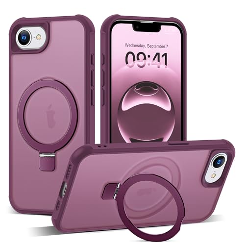 SKYLMW Compatible with iPhone 16e/17e Case with Stand,Wine Red | iPhone 16e Case iPhone 17e Case 6.1",Magnetic Ring Stand,Compatible with MagSafe,Military-Grade Protection,Great Grip Feeling - color: Wine Red, size: Iphone 16e & Iphone 17e