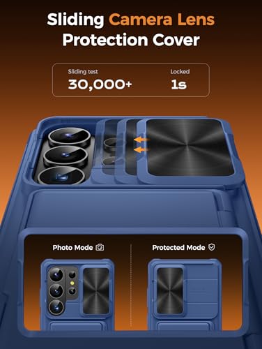 Vihibii for Samsung Galaxy S26 Ultra Case Wallet with Card Holder, Blue | RFID Blocking, Slide Camera Cover, Military-Grade Drop Protection, Rugged Back, Silicone Edge, All-in-one wallet case, Blue - color: Blue