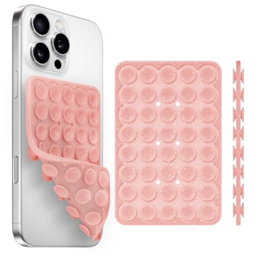 Yojaro Silicone Suction Cup Phone Case Mount Double Sided, Phone Accessories Hands-Free Strong Grip Holder for Selfies and Videos (Reddish Brown Glitter) - color: Reddish Brown Glitter