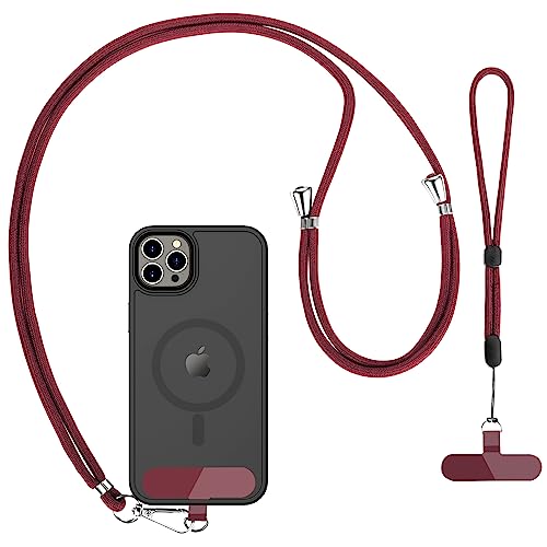 CACOE Phone Lanyard, Dark Red, 2 Pcs - color: Dark Red, size: 30"（Neck Strap×1）+8"（Wrist Strap×1）