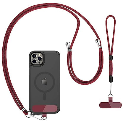 CACOE Phone Lanyard, Dark Red, 2 Pcs - color: Dark Red, size: 30"（Neck Strap×1）+8"（Wrist Strap×1）