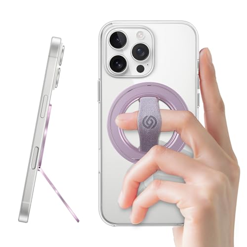 EWA MagOne 3rd Gen [Compatible with MagSafe] Phone Grip Stand with Finger Strap, Removable Magnetic Ring Holder Kickstand Loop for iPhone 17,16,15,14,13,12 Series (Purple) - color: Purple
