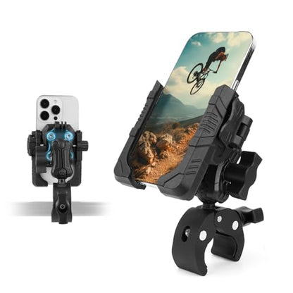 Universal Phone Mount for Bike/Motorcycle/Scooter/ATV, 720° Rotatable Anti-Shake Holder with One-Hand Quick Release &Secure Lock Knob, Fits 5.4-7.2” iPhone 16/15/14/13 Pro Max, 75026 - size: Phone holder Super Clamp