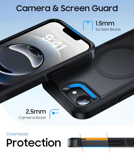 Magnetic for iPhone 17e Case Rugged Dual-Layer Shockproof Black | Military-Grade Heavy Duty Protection, Fit for Magsafe, Matte Finish Scratch Resistant Anti-Fingerprint Anti-Slip Phone Cover - color: Black