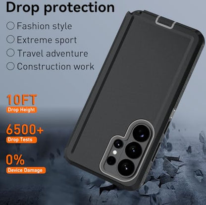 FOR Samsung Galaxy S26 ultra case, S26 ultra Heavy Duty case,with A Tempered Glass Screen Protector, [Military Grade Protective ] [Shockproof] [Dropproof] [Dust-Proof] (with Belt Clip，Back/Gray) - color: with Belt Clip，Back/Gray