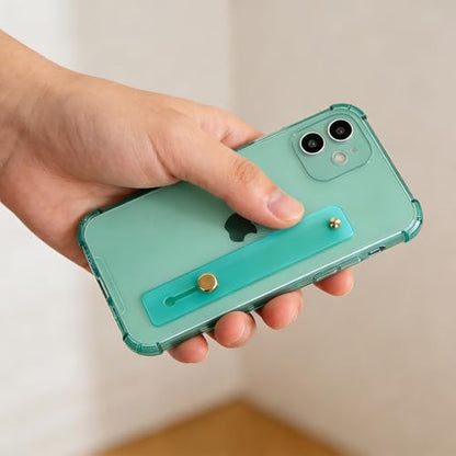 Compatible for iPhone 12 Case with Strap Holder Stand - Green | Wristband Kickstand, Clear Soft TPU, Adjustable Finger Hand Grip Loop, Shockproof Bumper Rugged Cover - color: Green, size: iPhone 12 6.1"