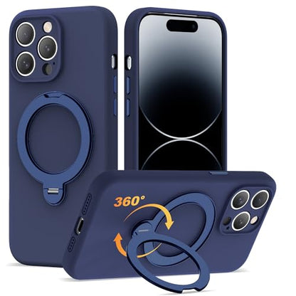 Case for iPhone 14 Pro Max with 360°Spin Stand,6.7" Dark Blue | Magnetic 360°Spin Stand,Compatible with Mag-Safe,Soft Silicone 14 Pro Max Case - color: Dark Blue, size: Iphone 14 Pro Max