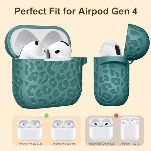 Leopard Engraved for AirPods 5 (2026) and AirPods 4 Case Cover (2024) - color: Green, size: Airpods 5 & 4 Case
