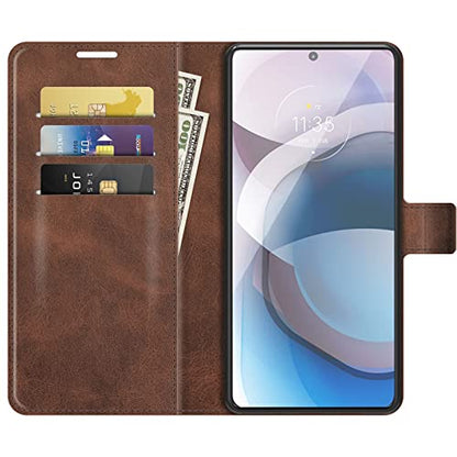 Flip Case for Motorola One 5G UW Ace Wallet Leather Magnetic Protective Cellphone Case for Moto One 5G Ace 2021 / Moto G 5G Folio Book Cover & Stand (Brown) - color: Brown