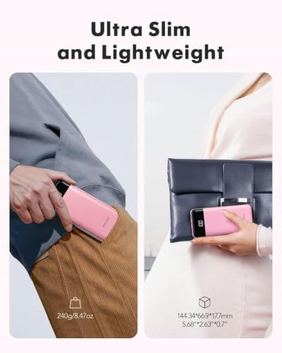charmast Portable Charger with Built-in Cables X 4, Portable Phone Charger - color: Pink