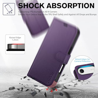 TUCCH Wallet Case for iPhone Air (6.5") 2025, 4 Card Holders, Deep Purple | RFID Blocking, Viewing Stand, Shockproof TPU Shell, PU Leather, Magnetic Closure, Protective Folio Flip Cover - color: Deep Purple