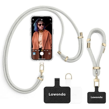 2 Pads Phone Lanyard Adjustable Crossbody Cell Phone Neck Strap - color: Silver