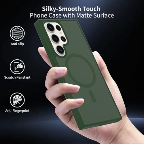 for Samsung Galaxy S23 Ultra Case Magnetic, Compatible with Magsafe 6.8 Inches Slim Fit Heavy Duty Protection Wireless Charging Lightweight Shockproof Anti-Slip Protective Phone Cover, Green - color: Green Magnetic