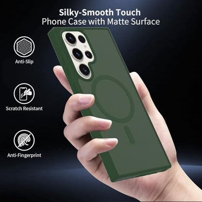 for Samsung Galaxy S23 Ultra Case Magnetic, Compatible with Magsafe 6.8 Inches Slim Fit Heavy Duty Protection Wireless Charging Lightweight Shockproof Anti-Slip Protective Phone Cover, Green - color: Green Magnetic