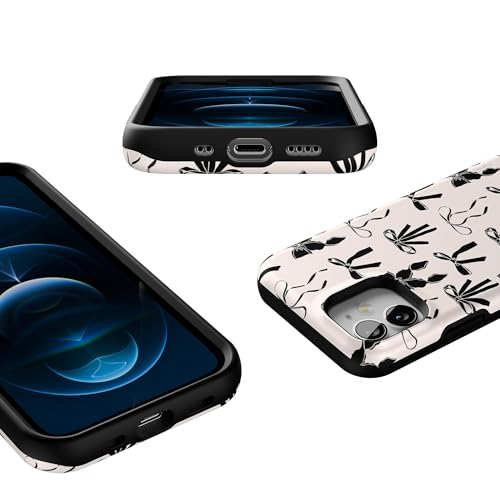 Casely iPhone 12 Mini Case | Goth Girlie | Black Bows | Bold Protective Design | Compatible with MagSafe - color: Goth Girlie | Black Bows, size: Iphone 12 Mini