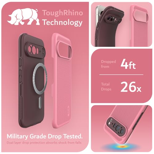TUDIA MergeGrip [Compatible with Magsafe & Pixelsnap] for Google Pixel 10 Pro XL Case 2025, [Military Grade] Dual-Layer Shockproof Slim Non-Slip Heavy Duty Protective Phone Cases – Smokey Pink - color: Smokey Pink, size: Pixelsnap 10 Pro XL