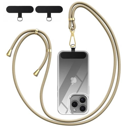 Crossbody Phone Lanyard Strap with 2 Pack Patchs, Adjustable Universal Nylon Neck Strap - color: Yellow