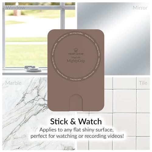 Velvet Caviar Suction Cup Phone Case Mount Compatible with MagSafe Devices Only - Magnetic Silicone Sticky Phone Grip Holder for iPhone Back of Phone - Mirror Gripper (Cashmere Taupe) - color: Cashmere Taupe