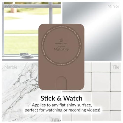 Velvet Caviar Suction Cup Phone Case Mount Compatible with MagSafe Devices Only - Magnetic Silicone Sticky Phone Grip Holder for iPhone Back of Phone - Mirror Gripper (Cashmere Taupe) - color: Cashmere Taupe