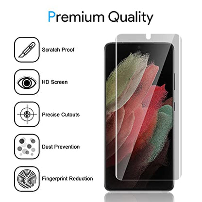 TAURI [Designed for Samsung Galaxy S21 Ultra 5G 6.8a - inch Flexible TPU Film Privacy Screen Protector + Camera Lens Protector Bubble-Free 2 Pack, Fingerprint Unlock Support