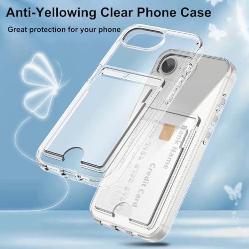 Gukalong Clear Wallet Case for iPhone 16e with Credit Card Holder | Hard PC Heavy Duty Shockproof Protection Anti-Scratch Phone Cover Card Slot Anti-Yellowing Case for Women Men - size: for iPhone 16e 2025