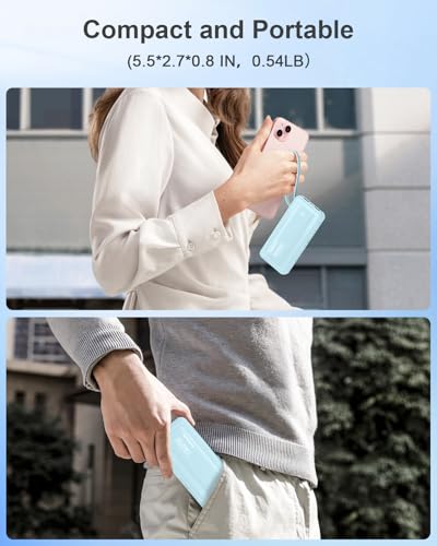 Portable Charger 10000mAh 22.5W Power Bank - color: Sky Blue, size: 10000Mah
