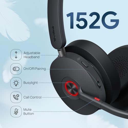 Yealink BH74 Bluetooth Headset with Mic for Work,Hybrid ANC,Teams Certified - color: BH74 Teams, style: BH74(Headset only)