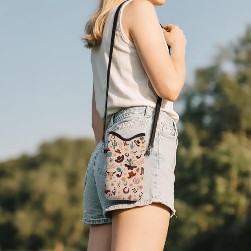 Cell Phone Sleeve Pouch with Adjustable Strap - Western Cowboy - color: Cowboy