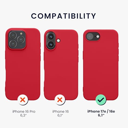 kwmobile Case Compatible with Apple iPhone 17e / iPhone 16e Case - Soft Slim Protective TPU Silicone Cover - Dark Pink Matte - color: dark pink matte
