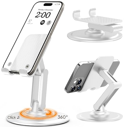 COOPER 360° Stand Rotating Cell Phone Stand for Desk, Desktop Phone Holder - color: 2 Pack - White/Black