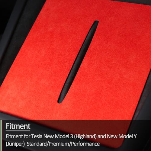 Suede Wireless Charger Pad for Tesla Model 3 24-26 Model Y 25-26 Red - color: Red