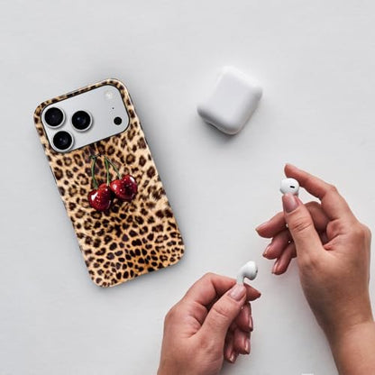 Compatible with iPhone 17 Pro,Anti-Scratch Glossy Case Cover,Cherry Leopard Animal Cheetah - color: Cherry Leopard Animal Cheetah, size: IPhone 17 Pro