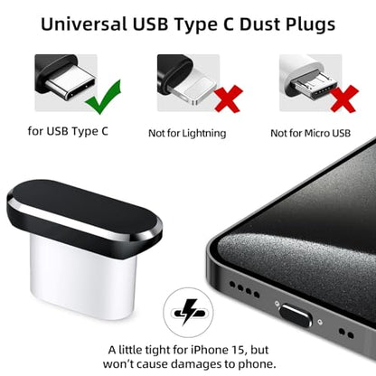 USB C Dust Plugs 5 Pack Anti Dust Charging Port Cover for iPhone 18 Pro Max - color: Black