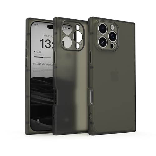 IAIYOXI Rectangle Matte Case for iPhone 15 Pro Max，6.7-inch, Full Camera Protection & Reinforced Corners with TPU Cushion,Clear Case Slim Shockproof Phone Cover for Women Girls, Black - color: Matte Black