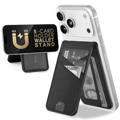 for MagSafe Wallet Magnetic iPhone Card Holder with Adjustable Stand, Black - color: Black