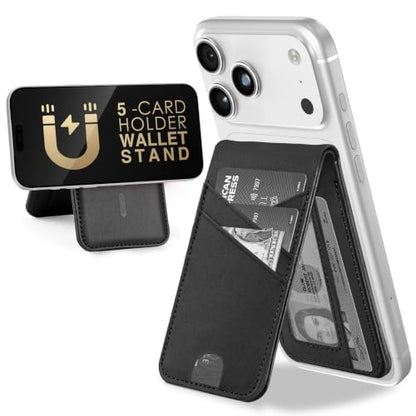 for MagSafe Wallet Magnetic iPhone Card Holder with Adjustable Stand, Black - color: Black