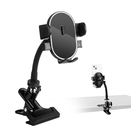ROCKFREE Clip Phone Holder,Auto-Locking Clamp,360° Rotating Base,5.9" Arm - size: Medium-5.9 inch Arm