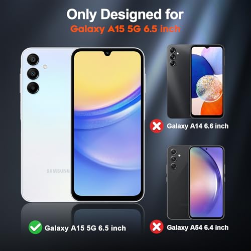 zapica Designed for Samsung Galaxy A15 5G Case, Black | Military Grade Drop Protection, Dual Layer Structure Design, Heavy Duty Shockproof Non-Slip Phone Cover - color: Black, size: Samsung Galaxy A15 5G 6.5''