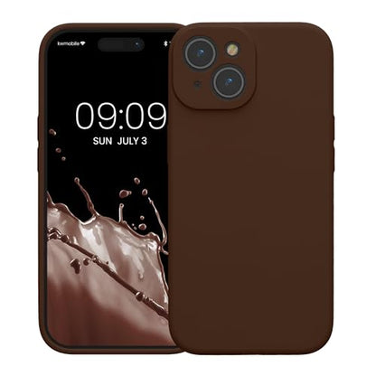 kwmobile Case Compatible with Apple iPhone 15 Case - Slim TPU Silicone Phone Cover - Soft Touch Finish - Chocolate - color: Chocolate, size: iPhone 15