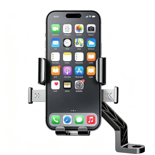Aluminum Alloy Motorcycle Phone Mount with Vibration Dampener & High-Speed Secure Lock, Anti-Theft Handlebar Cellphone Holder for Motorcycle Bike Bicycle Scooter ATV, for 4.7-7.2'' Smartphone