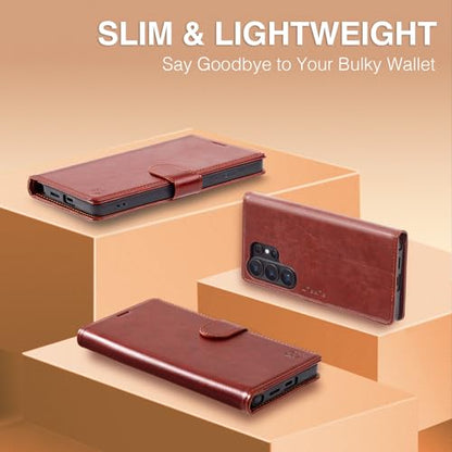 FLIPALM Wallet Case for Samsung Galaxy S26 Ultra 6.9", Brown | Card Holder, RFID Blocking, PU Leather Folio Flip, Kickstand, Protective Shockproof Cover - color: Brown, size: Samsung Galaxy S26 Ultra