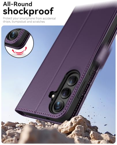 OCASE Compatible with Galaxy S25 Wallet Case, PU Leather Flip Folio Case with Card Holders RFID Blocking Kickstand [Shockproof TPU Inner Shell] Protective Phone Cover 6.2 Inch 2025, Dark Purple - color: Dark Purple, size: Samsung Galaxy S25