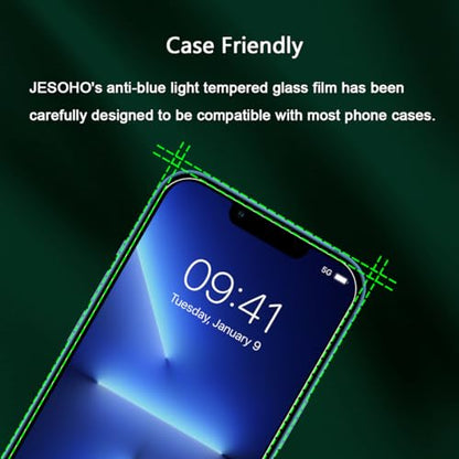 Screen Protector for iPhone 13 Pro Max & iPhone 14 Plus 6.7 inch, 2 Pack | Blue Light Blocking Tempered Glass Film, Eye Protection, Case Friendly, No Bubble,with Easy Installation Kit - size: iPhone 13 Pro Max & iPhone 14 Plus (6.7 inches)
